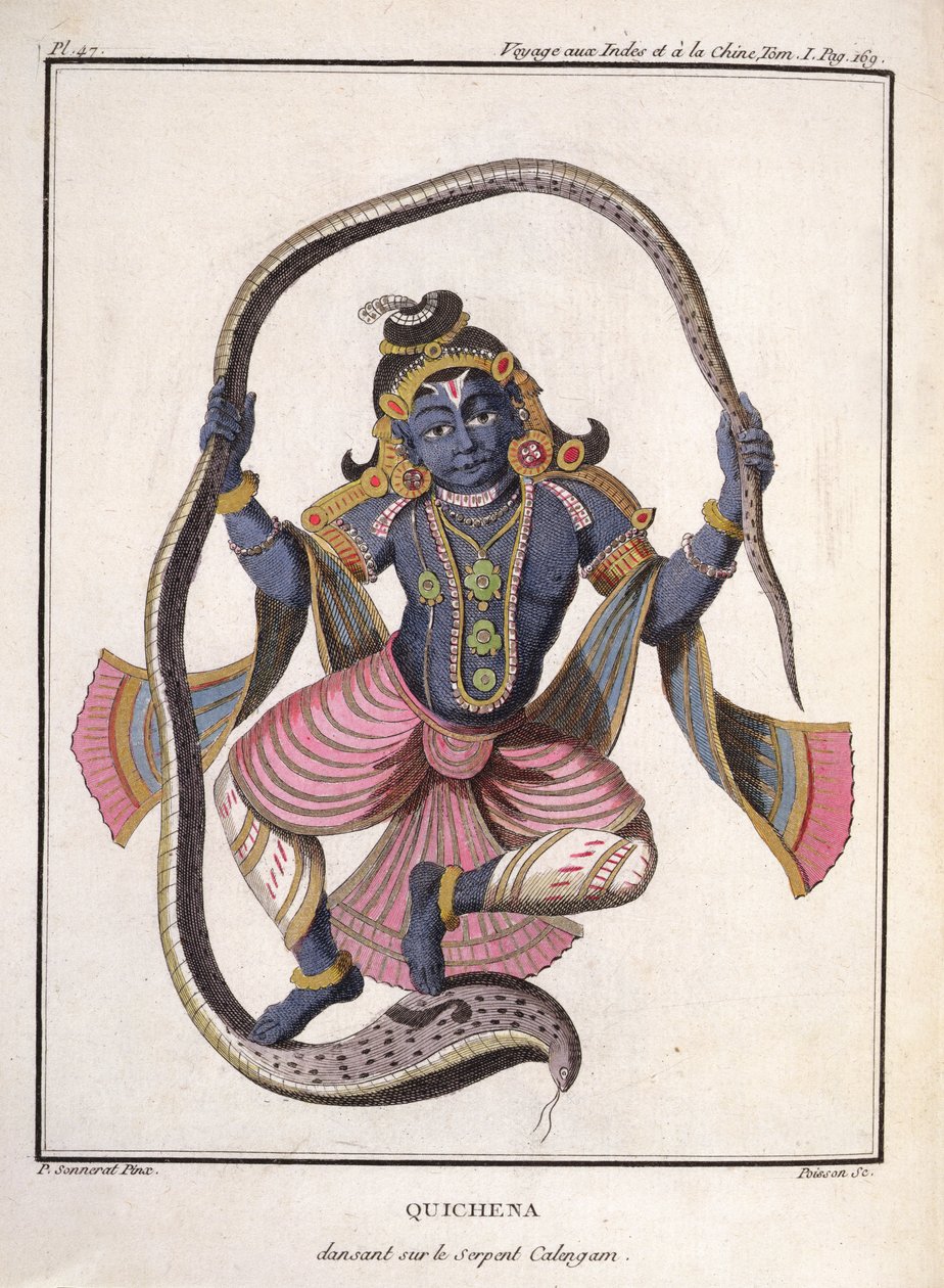 Krishna tanssii Kaliya-käärmeen päällä, Pierre Sonnerat