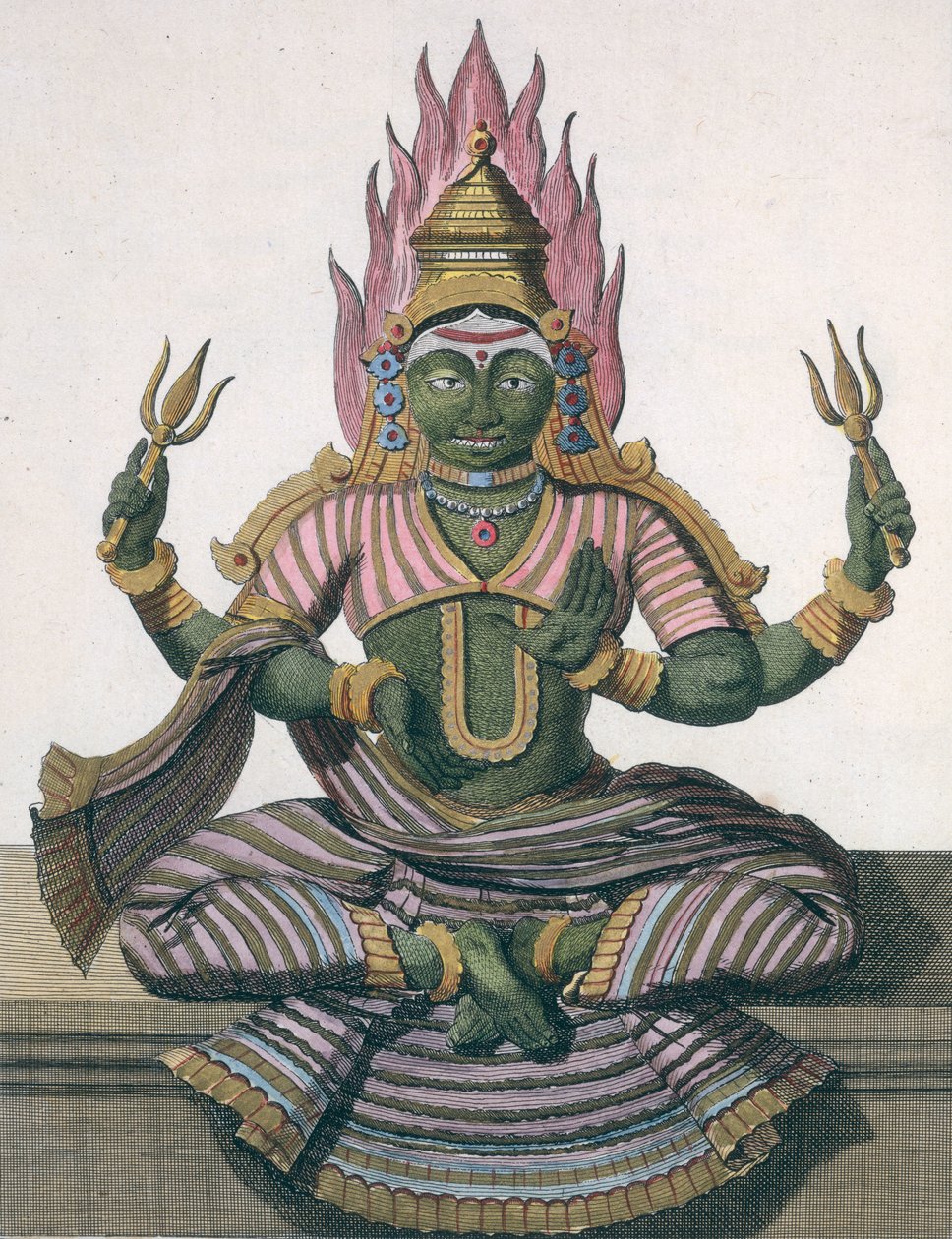 Parvati, Pierre Sonneratin teoksesta "Voyage aux Indes et a la Chine", kaivertanut Poisson, julkaistu 1782 tekijältä Pierre Sonnerat