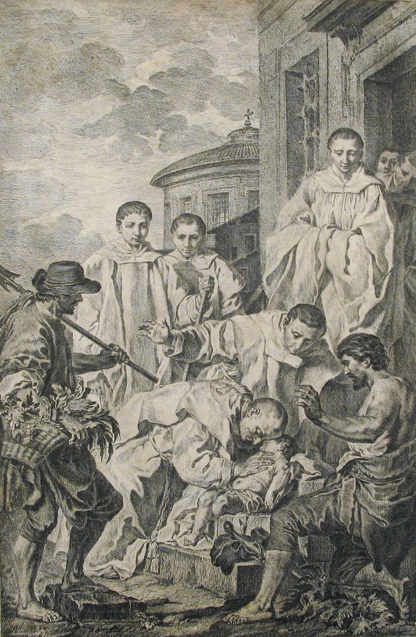 Pyhä Benedictus herättää henkiin lapsen, 1700-luku. tekijältä Pierre Subleyras