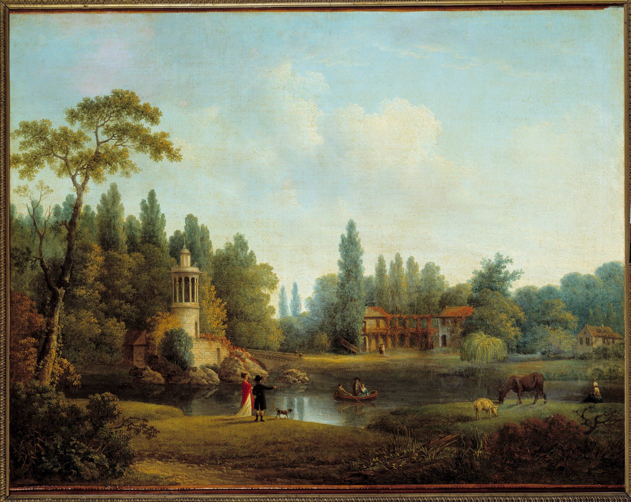 Petit Trianonin kylä Versaillesissa Pierre Joseph Wallaertin (1753-1812) maalaus 1803 su. 0,56 x 0,72 m tekijältä Pierre Wallaert