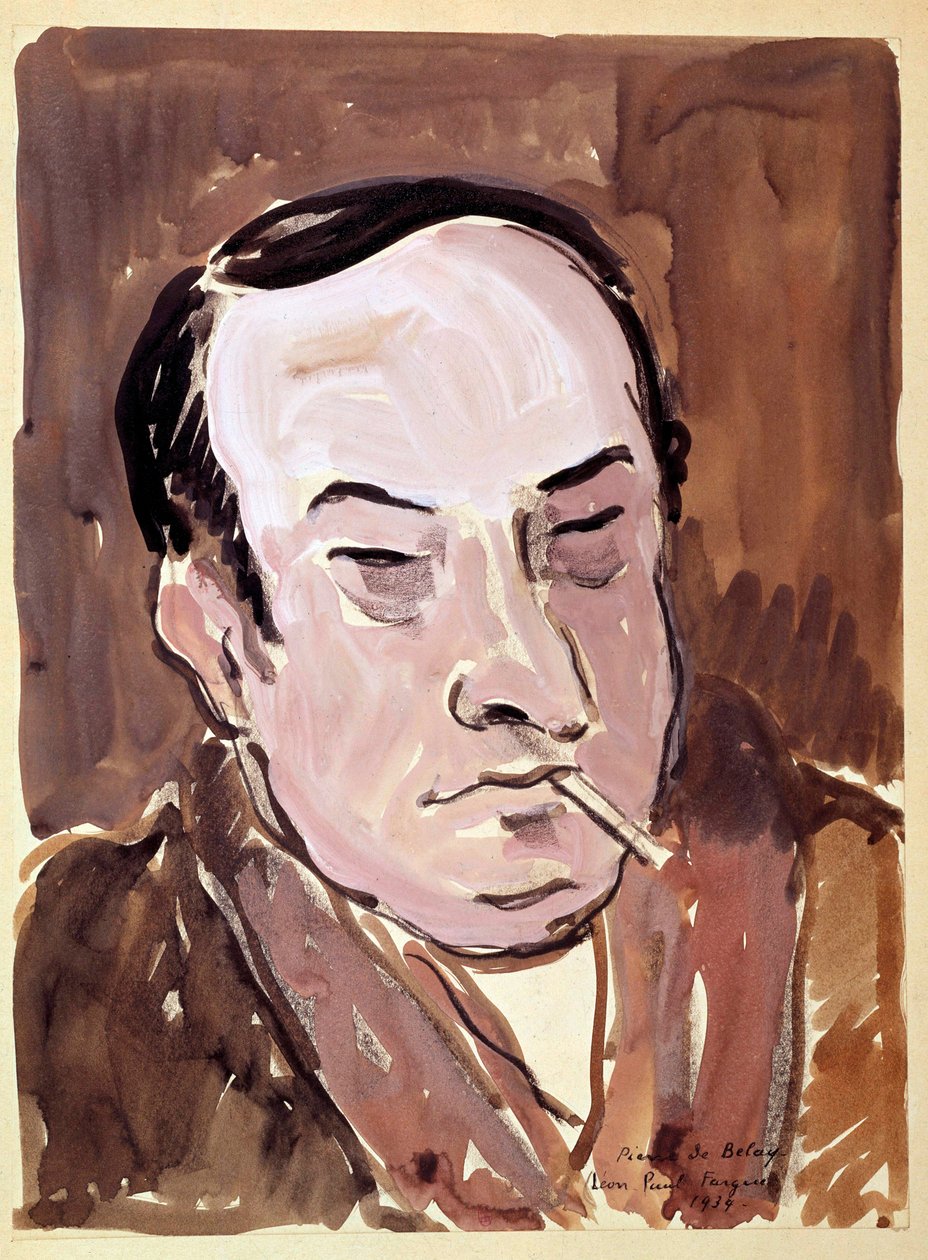 Leon Paul Farguen (1876-1947) runoilijan muotokuva Pierre de Belayn (1890-1947) piirustus 1934. Paris, B.N. tekijältä Pierre de Belay