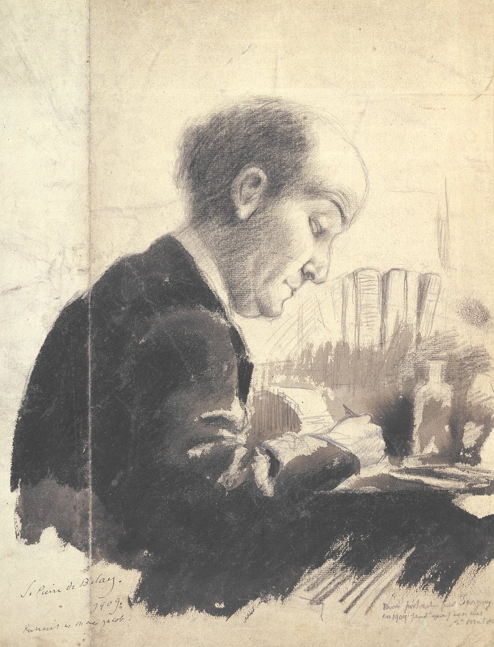 Max Jacobin (1876-1944) muotokuva 1917 (lyijykynä ja guassi) tekijältä Pierre de Belay