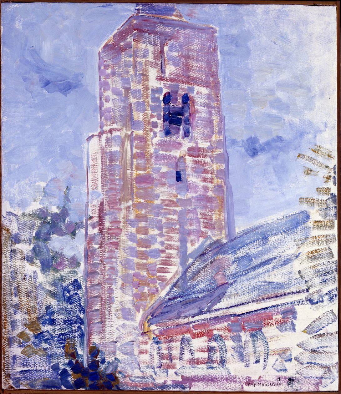 Kirkko Oostkapellessa, Nave and Tower, 1909 tekijältä Piet Mondrian