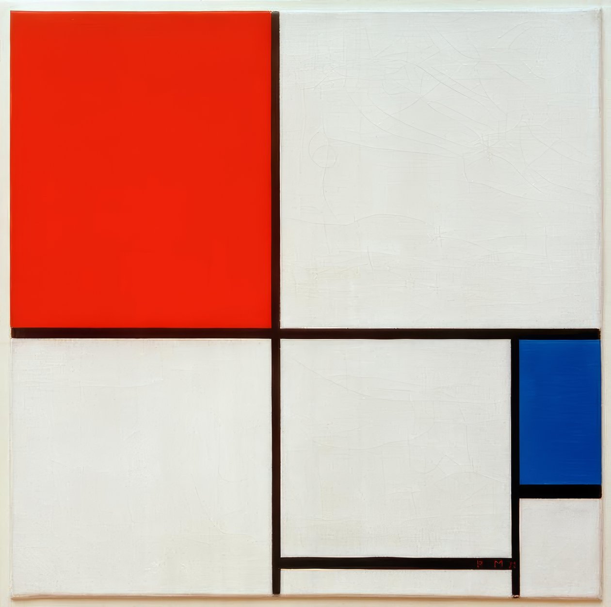 Koostumus A, mit Rot und Blau tekijältä Piet Mondrian
