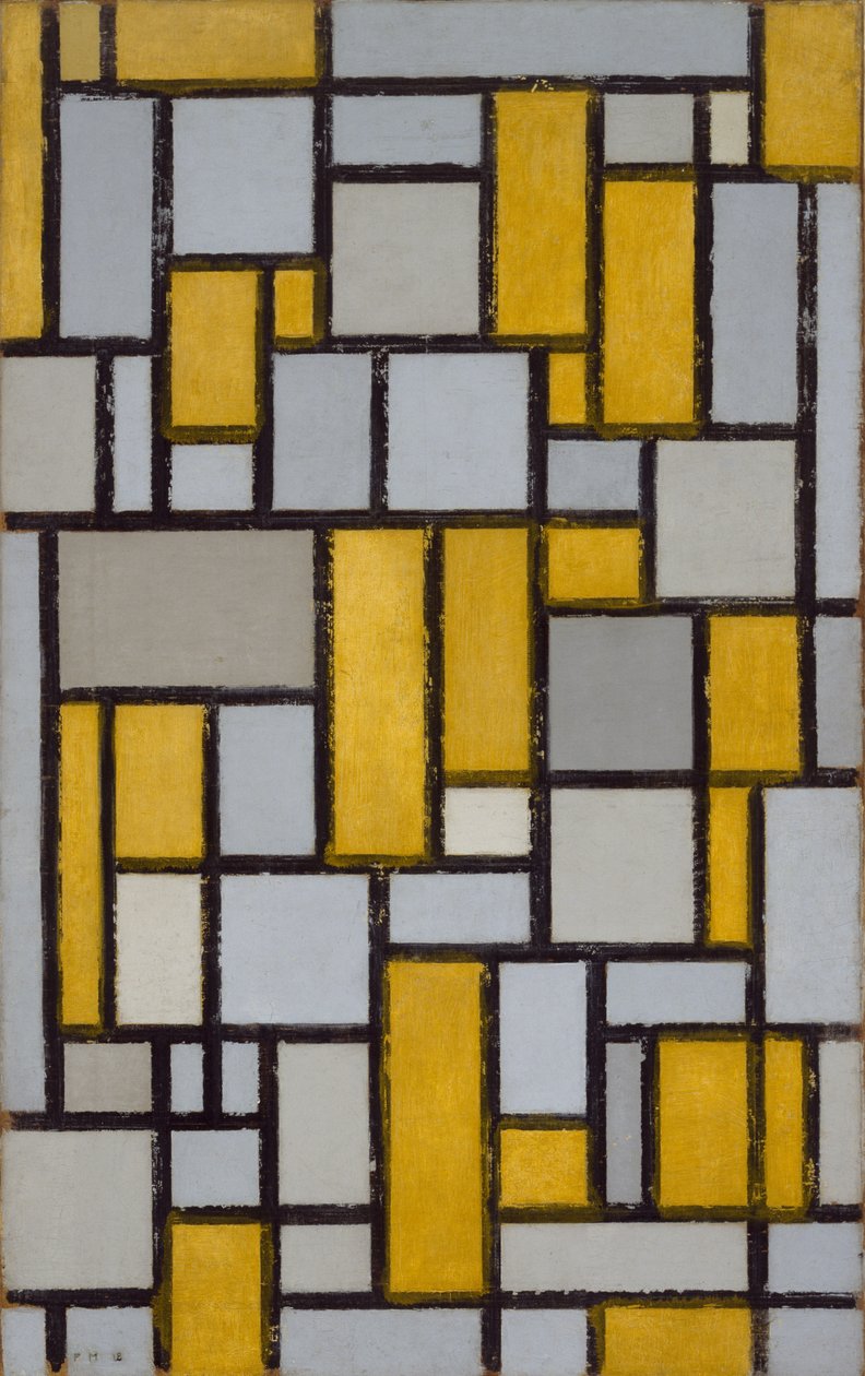 Koostumus ruudukolla 1, 1918 tekijältä Piet Mondrian
