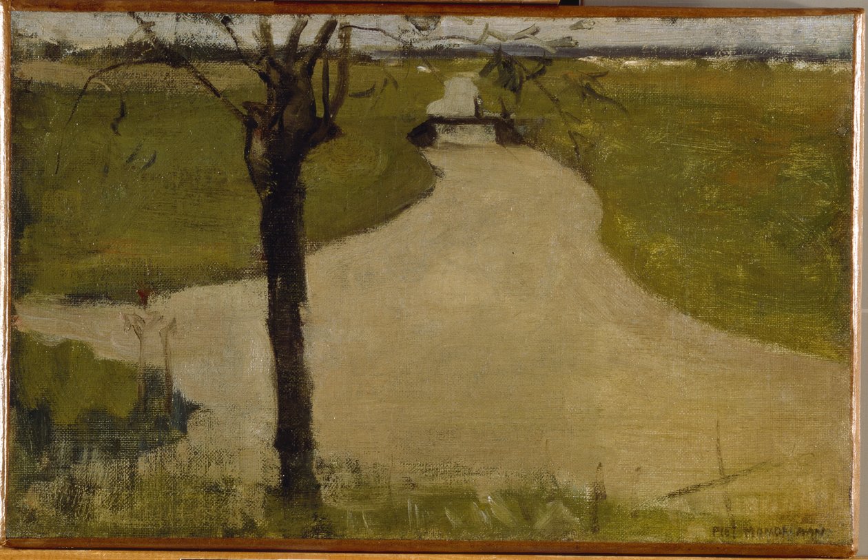 Kasteluoja, jossa on nuorta pajua, öljypiirros II, 1900 tekijältä Piet Mondrian