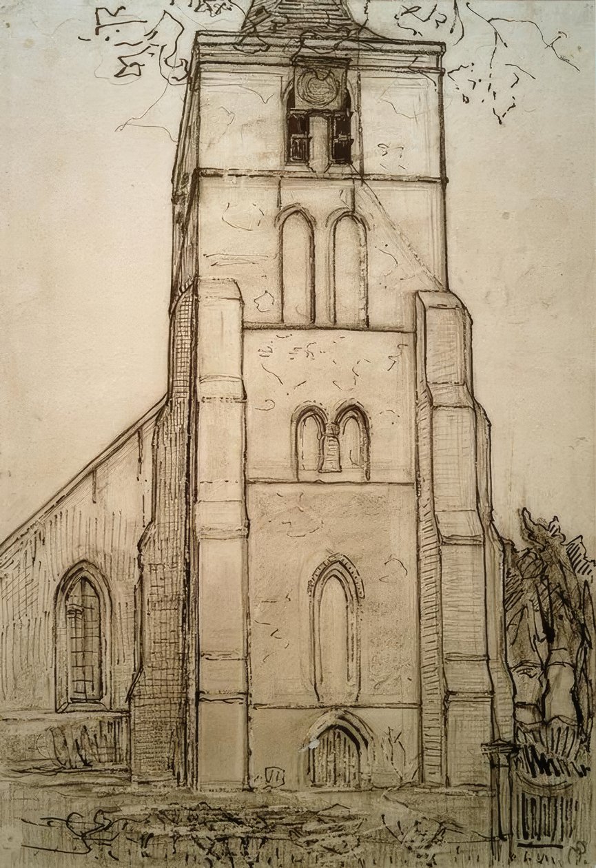 Kerk te Domburg tekijältä Piet Mondrian