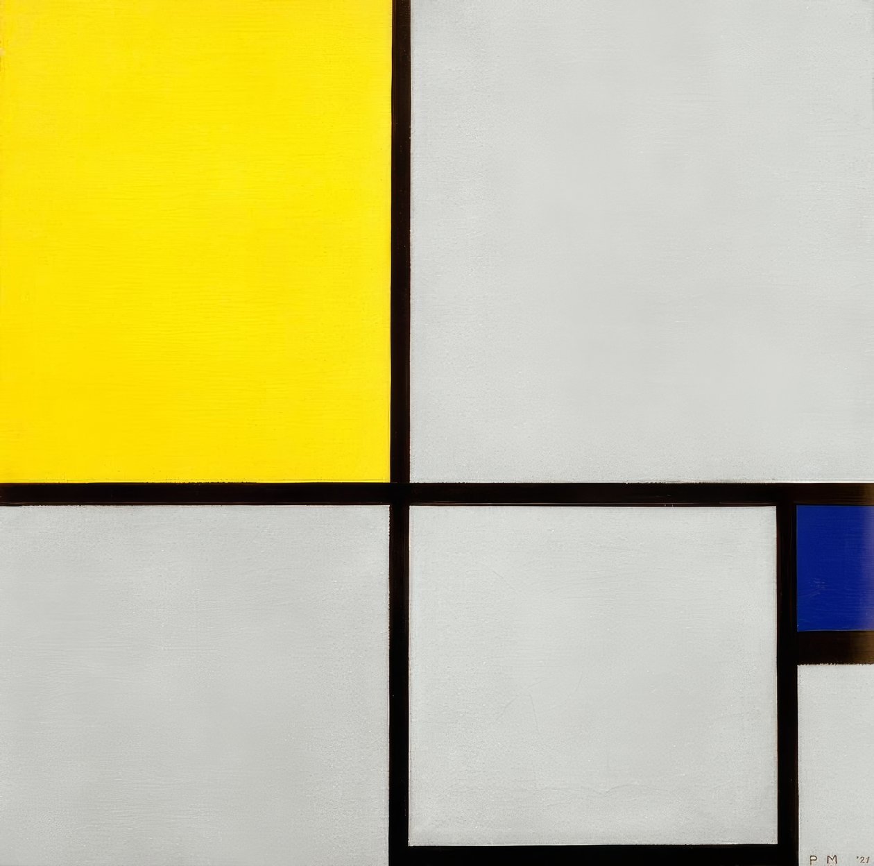Koostumus nro II; koostumus keltaisen ja sinisen kanssa tekijältä Piet Mondrian