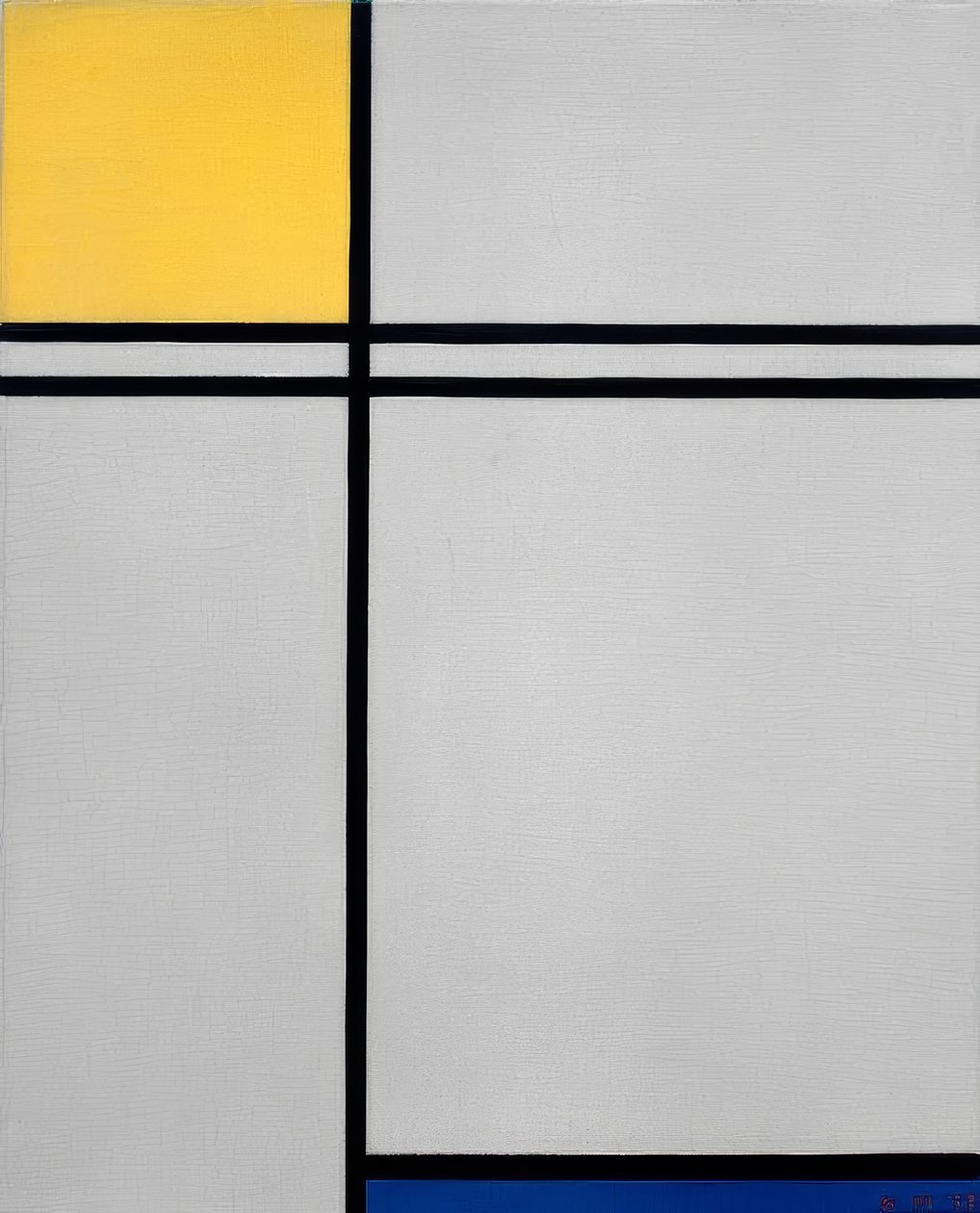 Koostumus mitkä Gelb, Blau und Doppellinie tekijältä Piet Mondrian