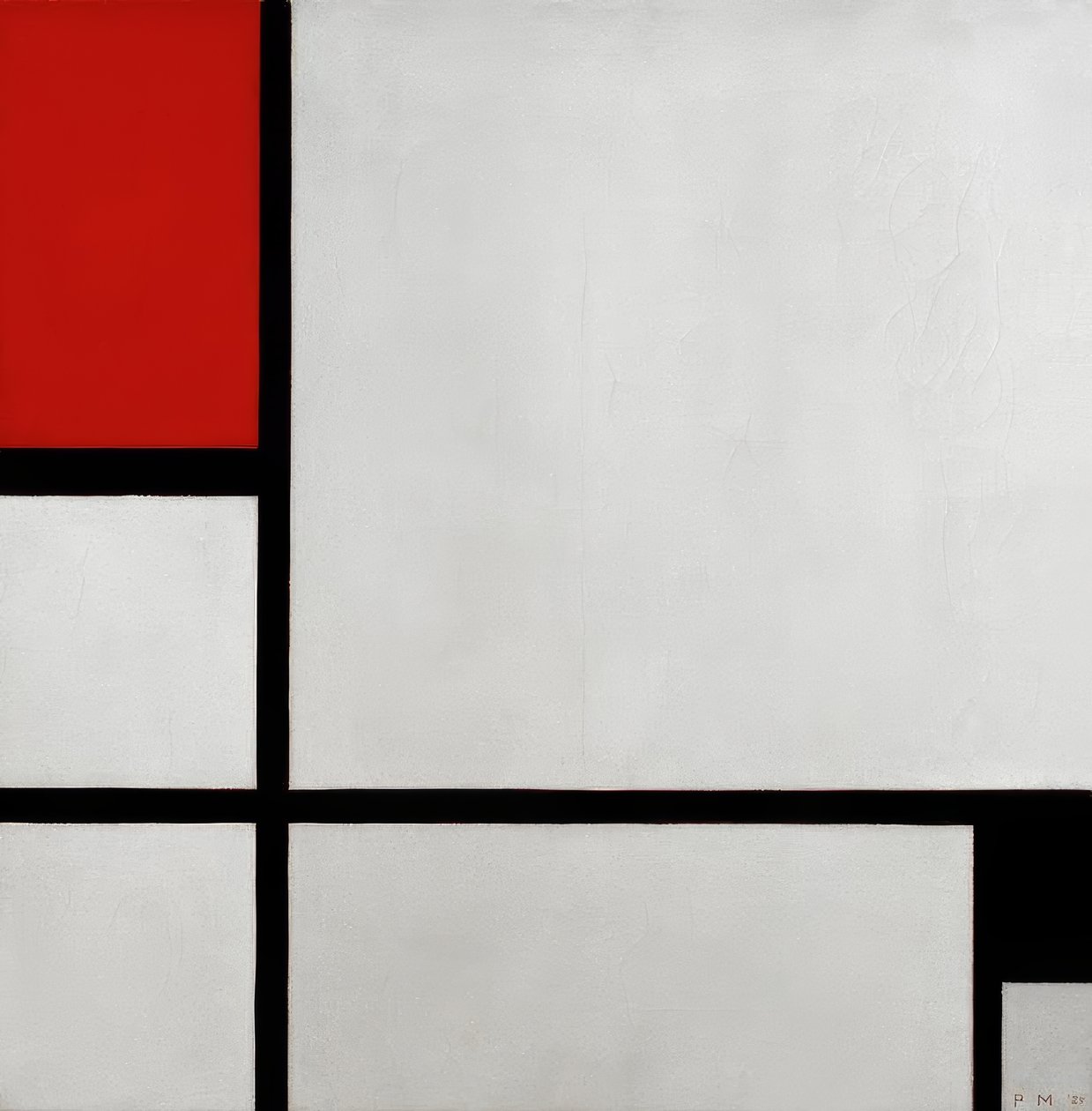 Komposition mit Rot und Schwarz (Koostumus nro 1) tekijältä Piet Mondrian