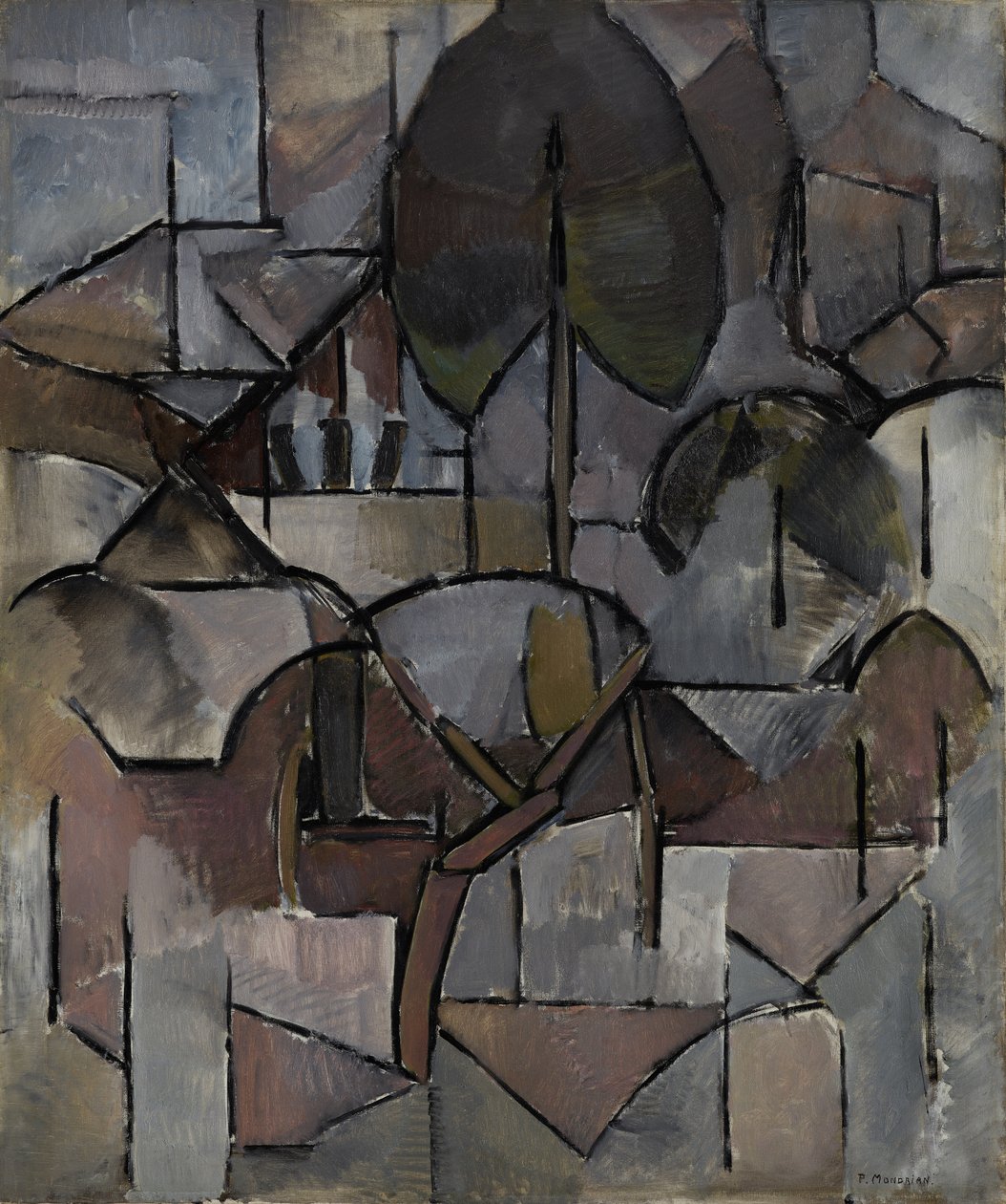 Maisema puiden kanssa, 1912 tekijältä Piet Mondrian