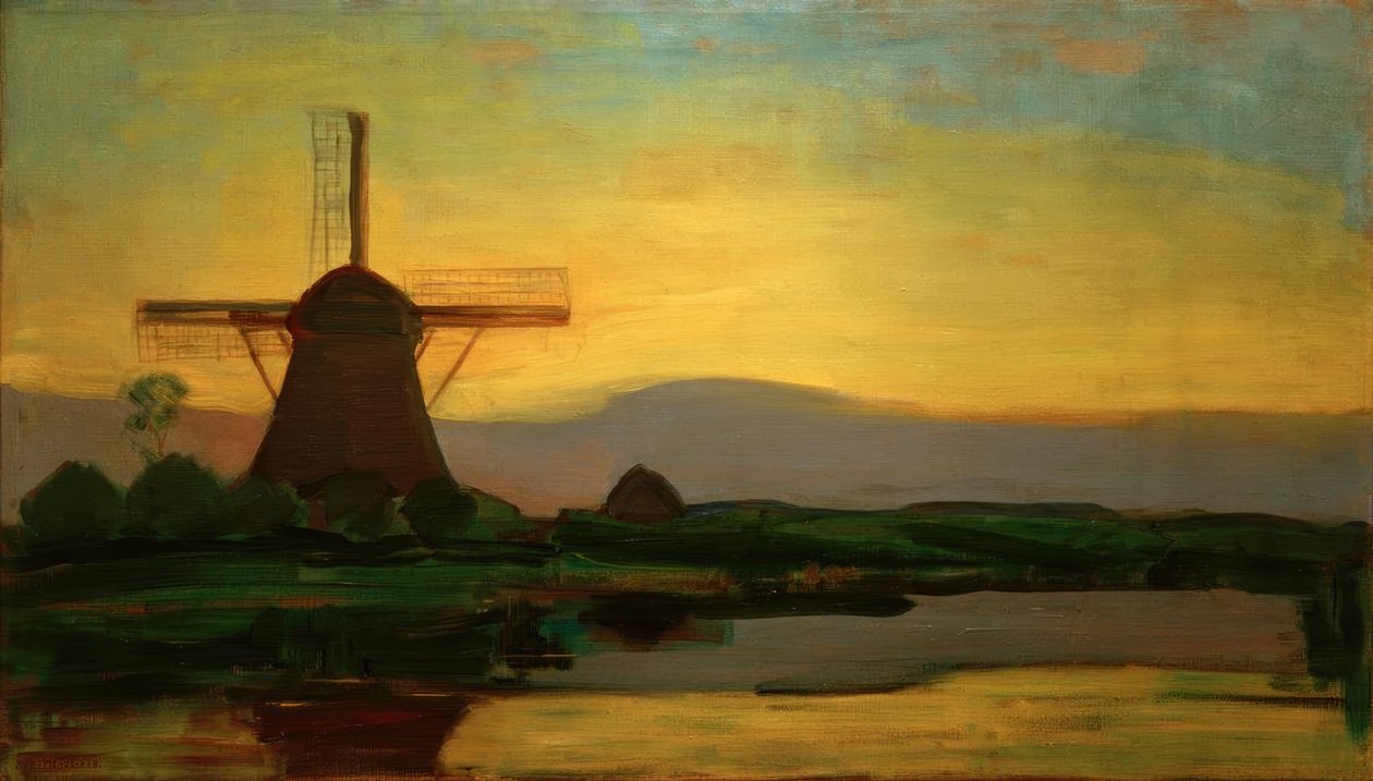 Oostzijder Mühle am Abend tekijältä Piet Mondrian