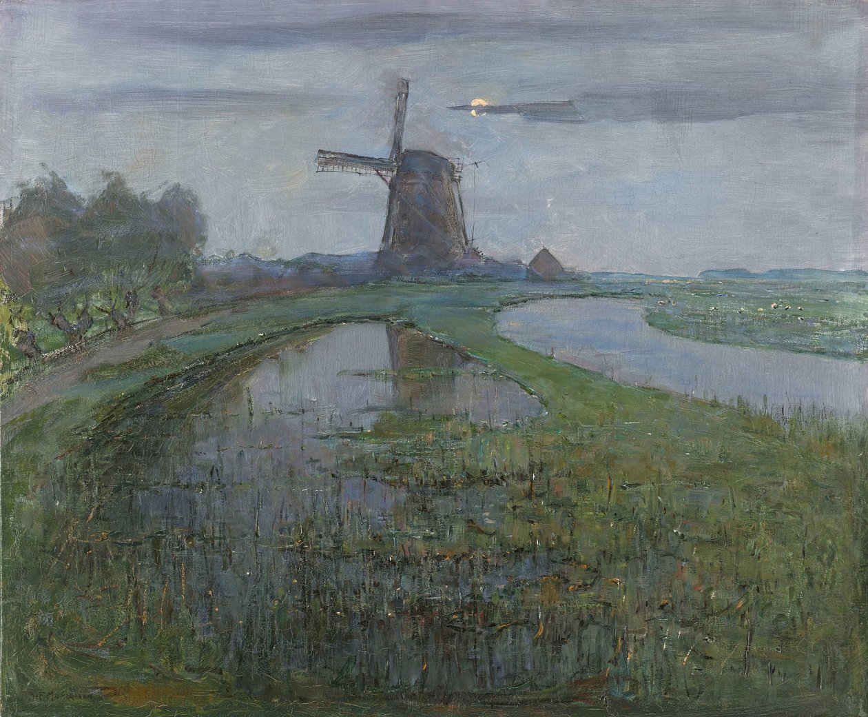 Oostzijdsen mylly Gein-joen varrella Moonlightissa tekijältä Piet Mondriaan (signed by artist)