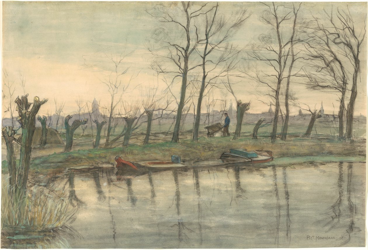 Amsterdamin siluetti lännestä katsottuna tekijältä Piet Mondrian