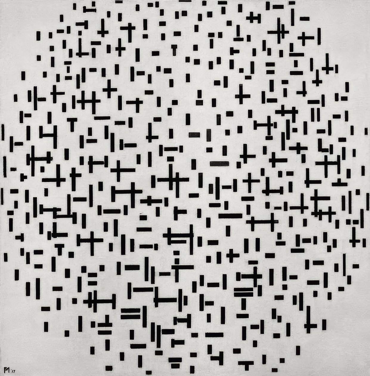 Sävellys rivissä (Linienkompositio) tekijältä Piet Mondrian