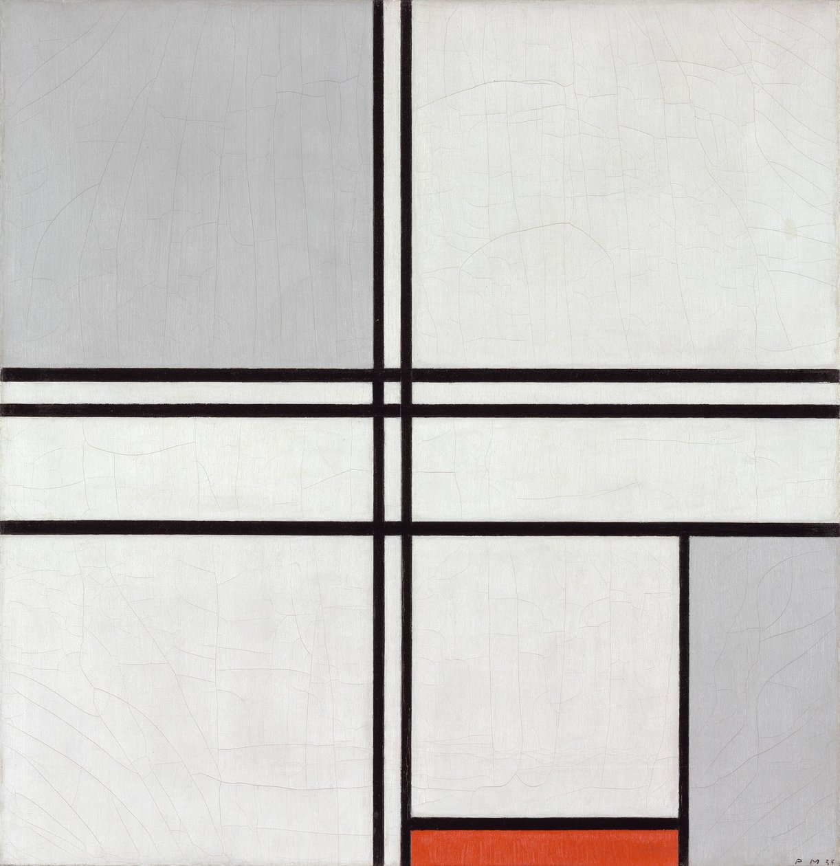 Koostumus (nro 1) Harmaa-punainen tekijältä Piet Mondrian