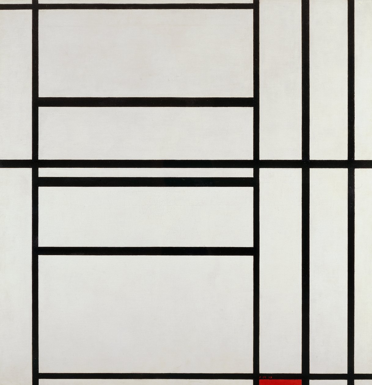 Sävellys nro 1 harmaalla ja punaisella 1938, Piet Mondrian (1872-1944), öljy kankaalle tekijältä Piet Mondrian