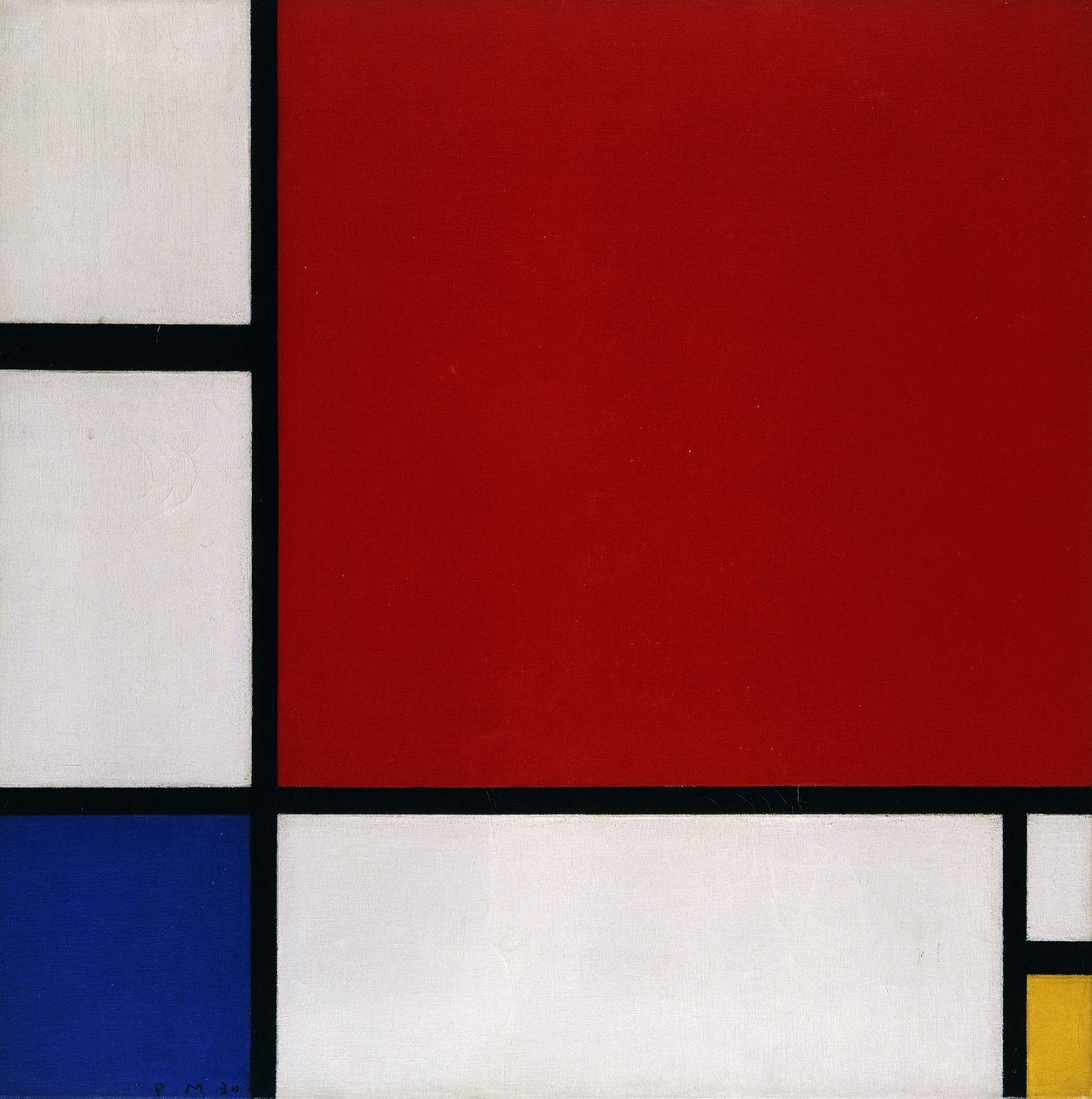 Koostumus punaisella, sinisellä ja keltaisella tekijältä Piet Mondrian