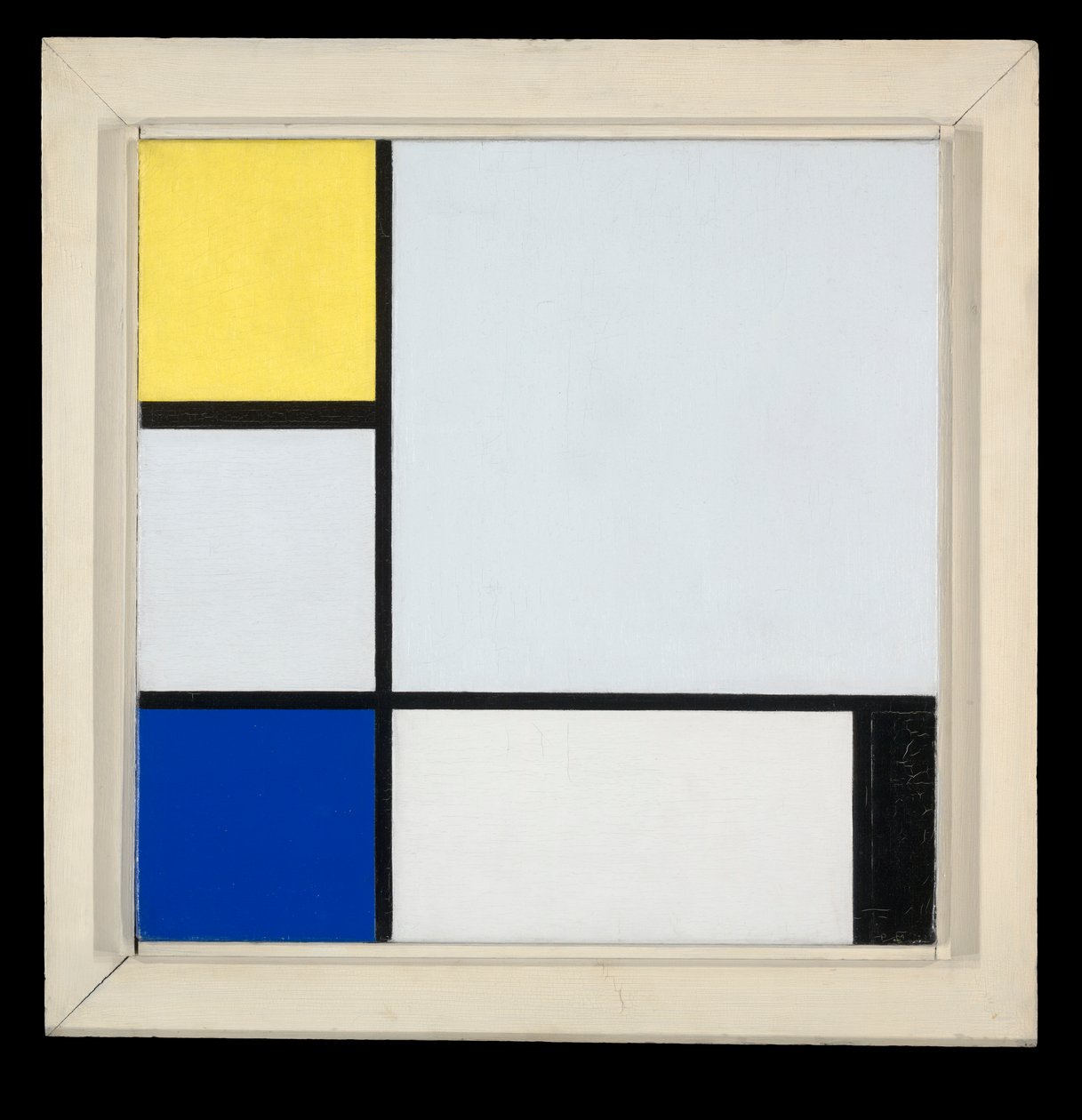 Koostumus keltaisella, sinisellä, mustalla ja vaaleansinisellä tekijältä Piet Mondrian