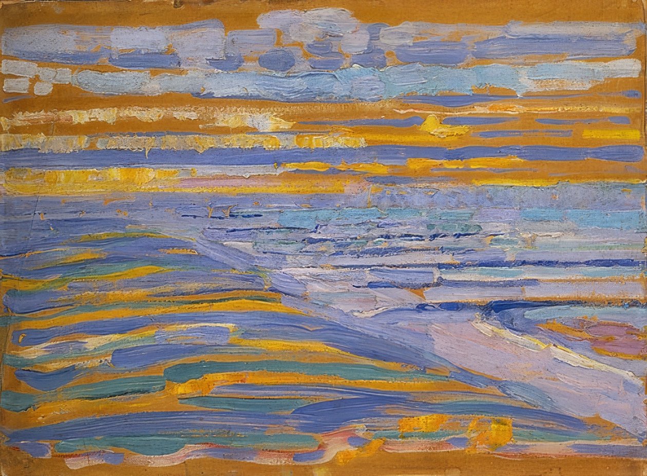 Dyynit, ranta ja laituri, Domburg. 1909 tekijältä Piet Mondrian