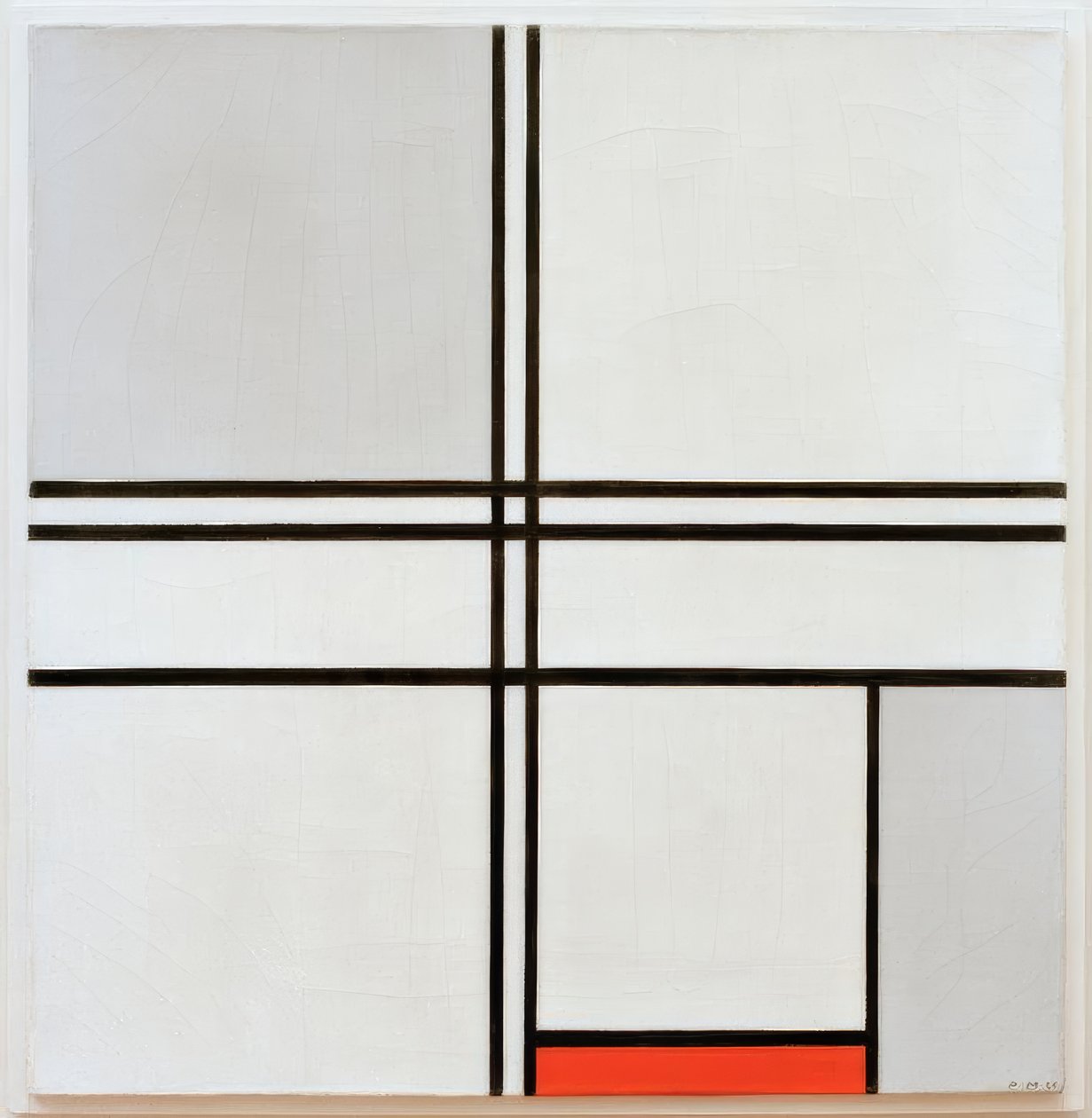 Koostumus harmaa-punainen tekijältä Piet Mondrian