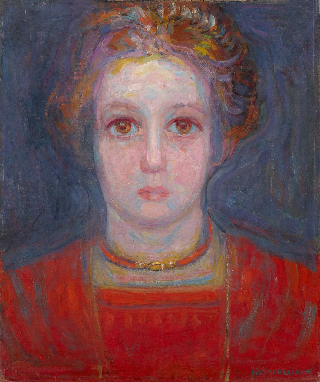 Muotokuva punapukuisesta tytöstä, 1908. tekijältä Piet Mondrian