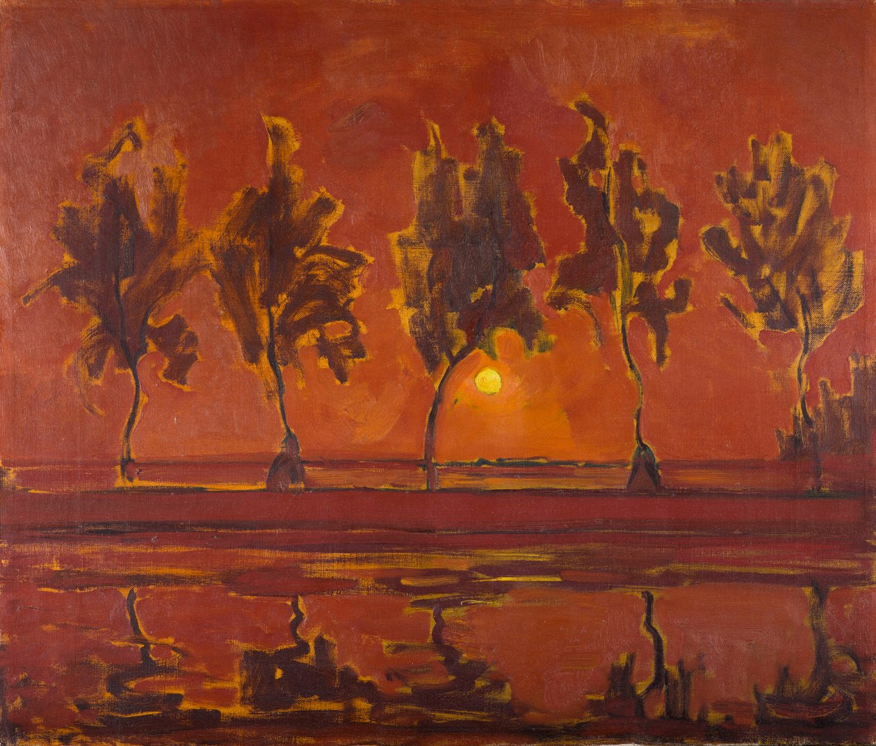 Puut Geinillä kuun noustessa, 1907. tekijältä Piet Mondrian