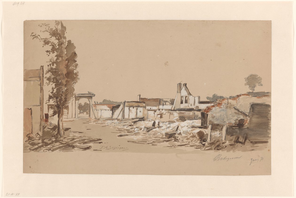 Bodegravenin rauniot tulipalon jälkeen 31. toukokuuta 1870 tekijältä Piet Schipperus