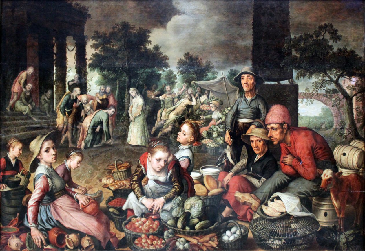 Marktszene mit Kristus ja avionrikkoja tekijältä Pieter Aertsen
