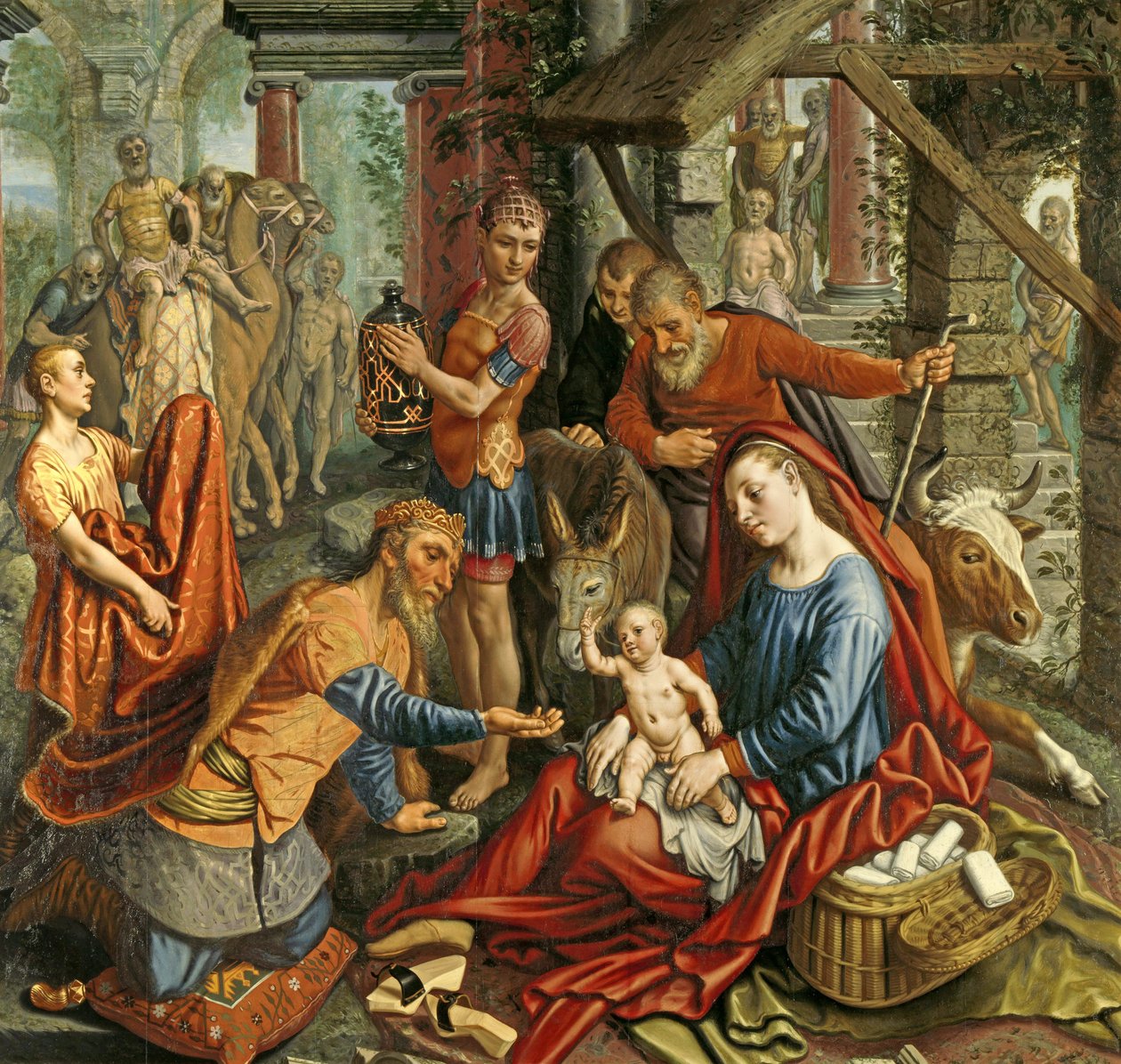 The Adoration of the Magi, keskuspaneeli, n. 1560 tekijältä Pieter Aertsen