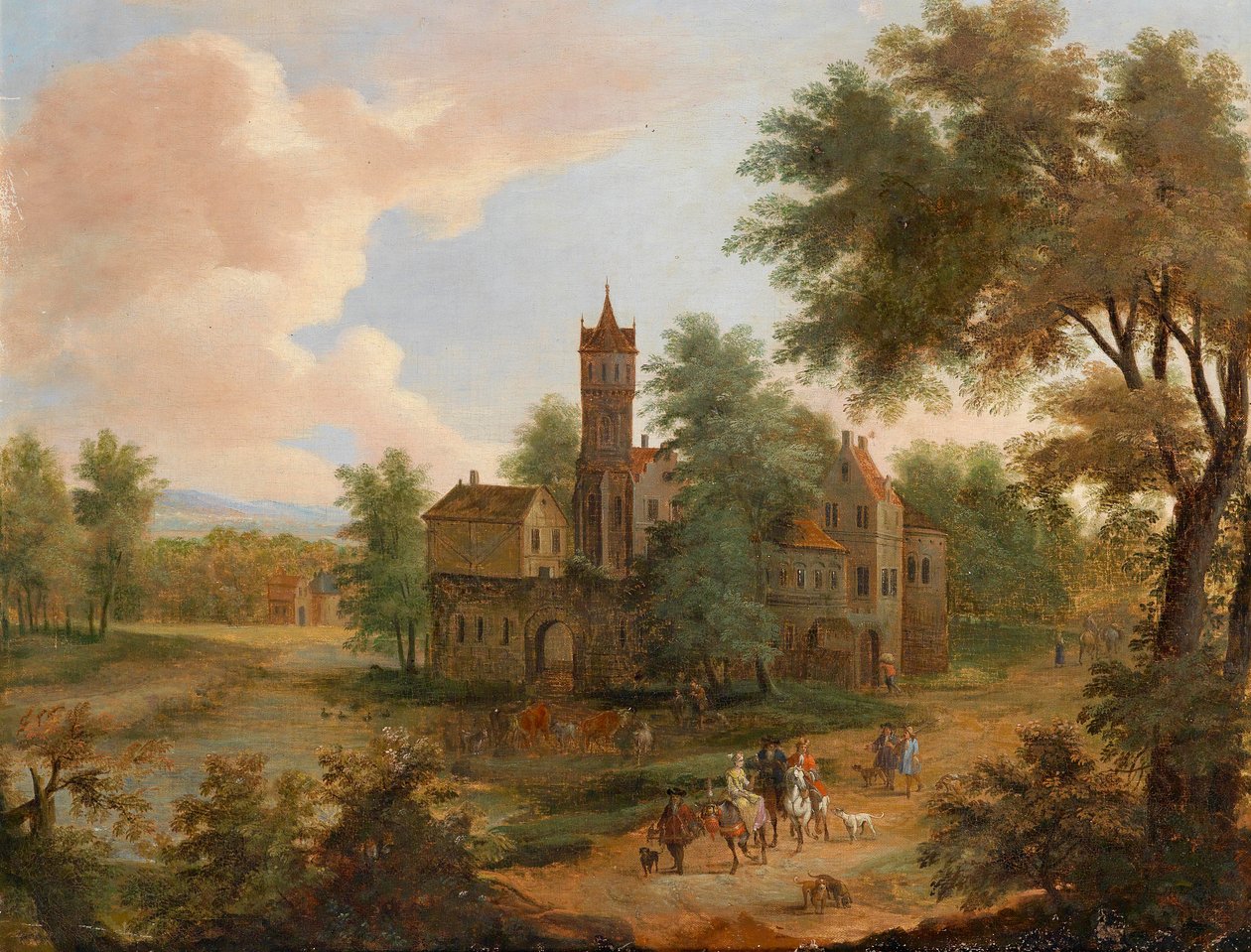 Landschaft mit einer Jagdgesellschaft tekijältä Pieter Bouts