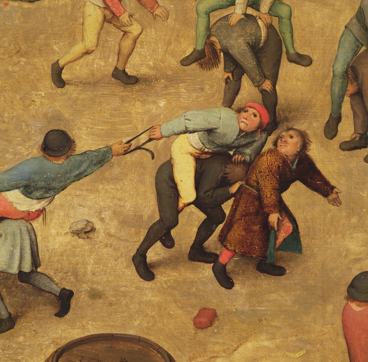 Lasten leikkejä (Kinderspiele): yksityiskohta lasten selässä, 1560 (yksityiskohta kuvasta 68945) tekijältä Pieter Bruegel the Elder