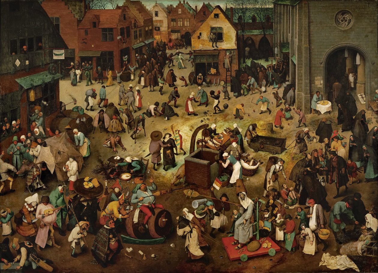 Karnevaalin ja paaston välinen taistelu, 1559 (öljy tammilevylle) tekijältä Pieter Bruegel the Elder