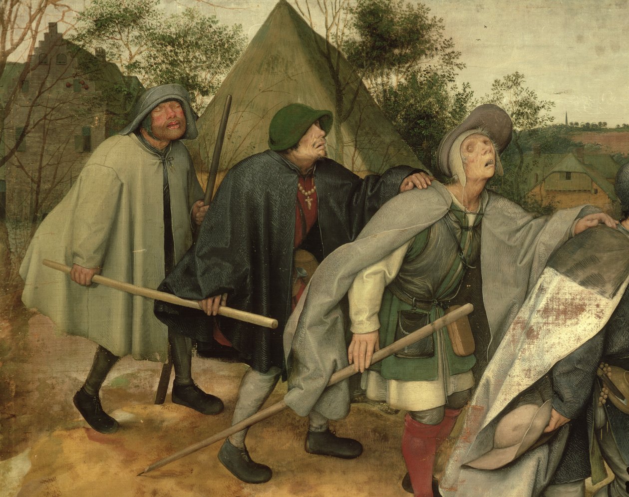 Vertaus sokeista, yksityiskohta kolmesta sokeasta miehestä, 1568 (yksityiskohta 29163) tekijältä Pieter Bruegel the Elder