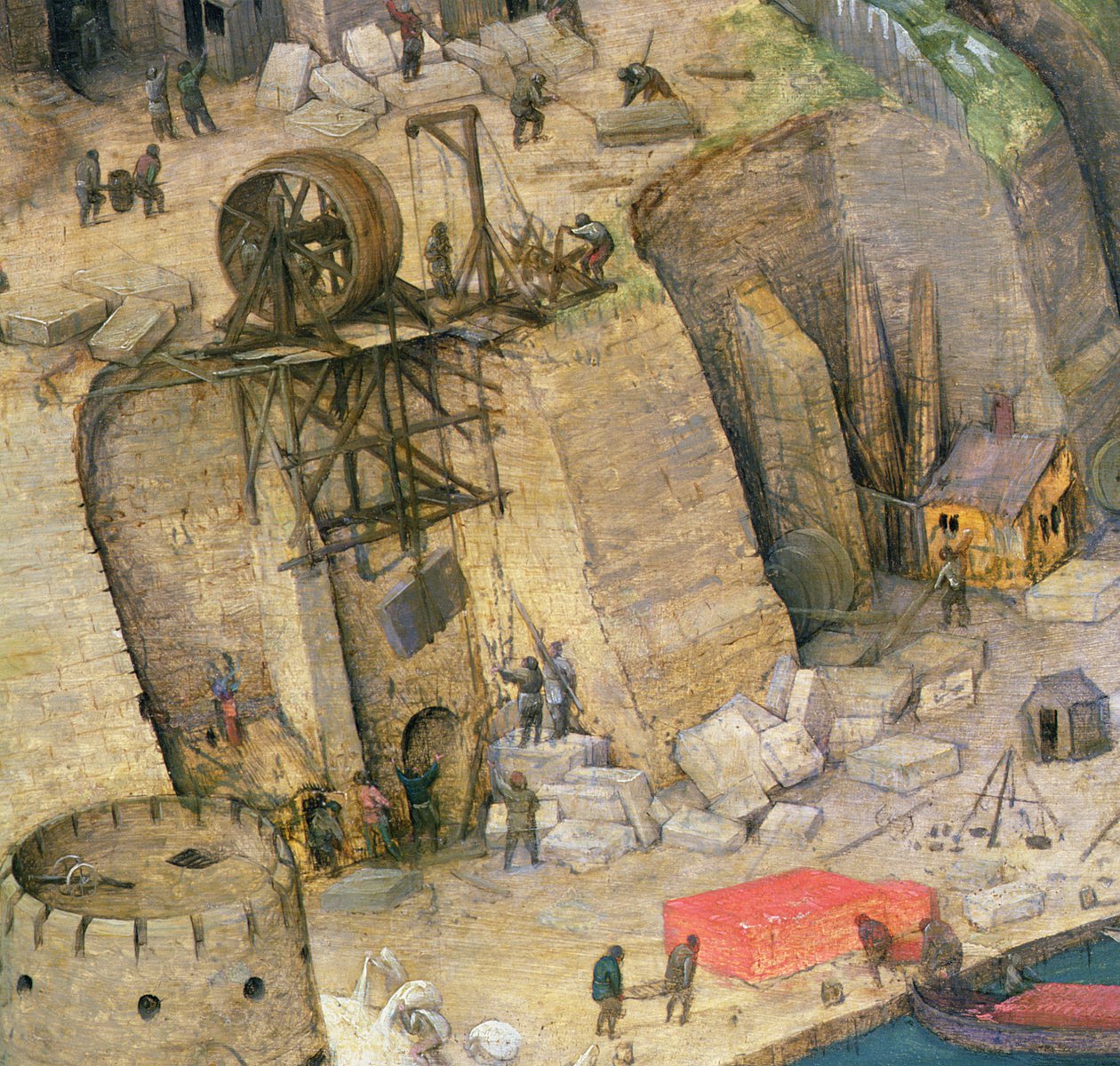 Baabelin torni, yksityiskohta rakennustöistä, 1563 (yksityiskohta 345) tekijältä Pieter Bruegel the Elder