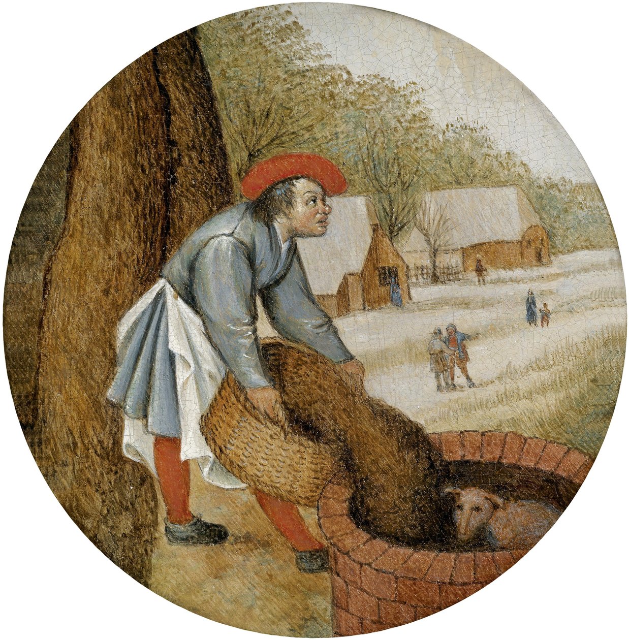 De boer giet de bronnen tekijältä Pieter Brueghel the Younger