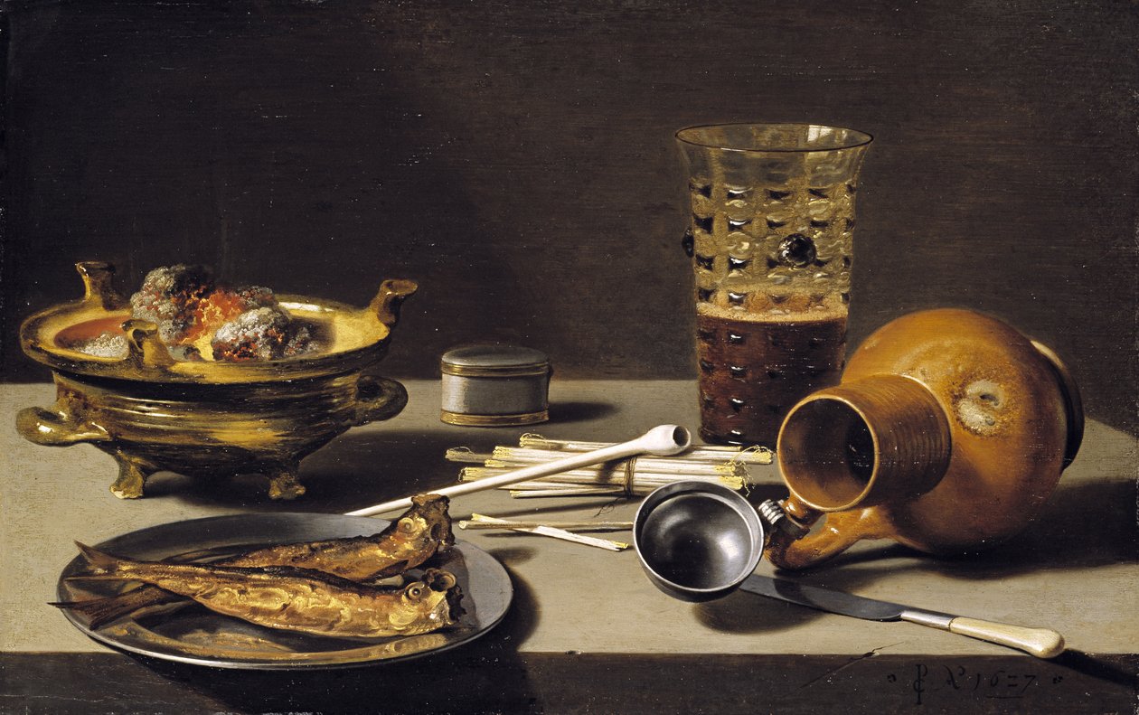 Asetelma, 1627 (öljy tammilevylle) tekijältä Pieter Claesz