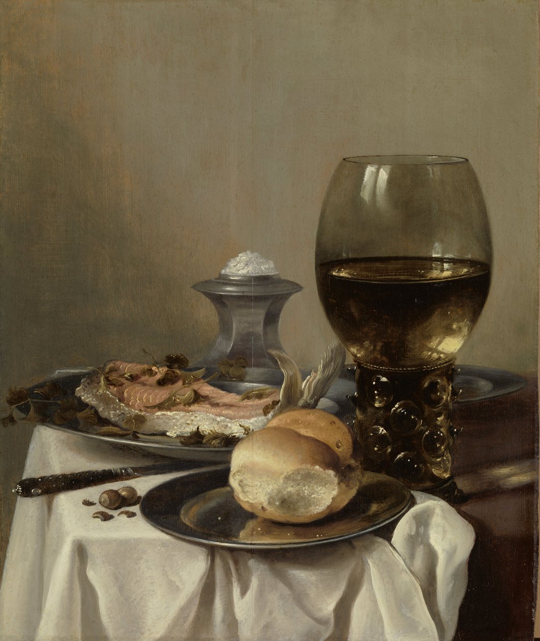 Asetelma suolan kanssa, n. 1640-45 tekijältä Pieter Claesz
