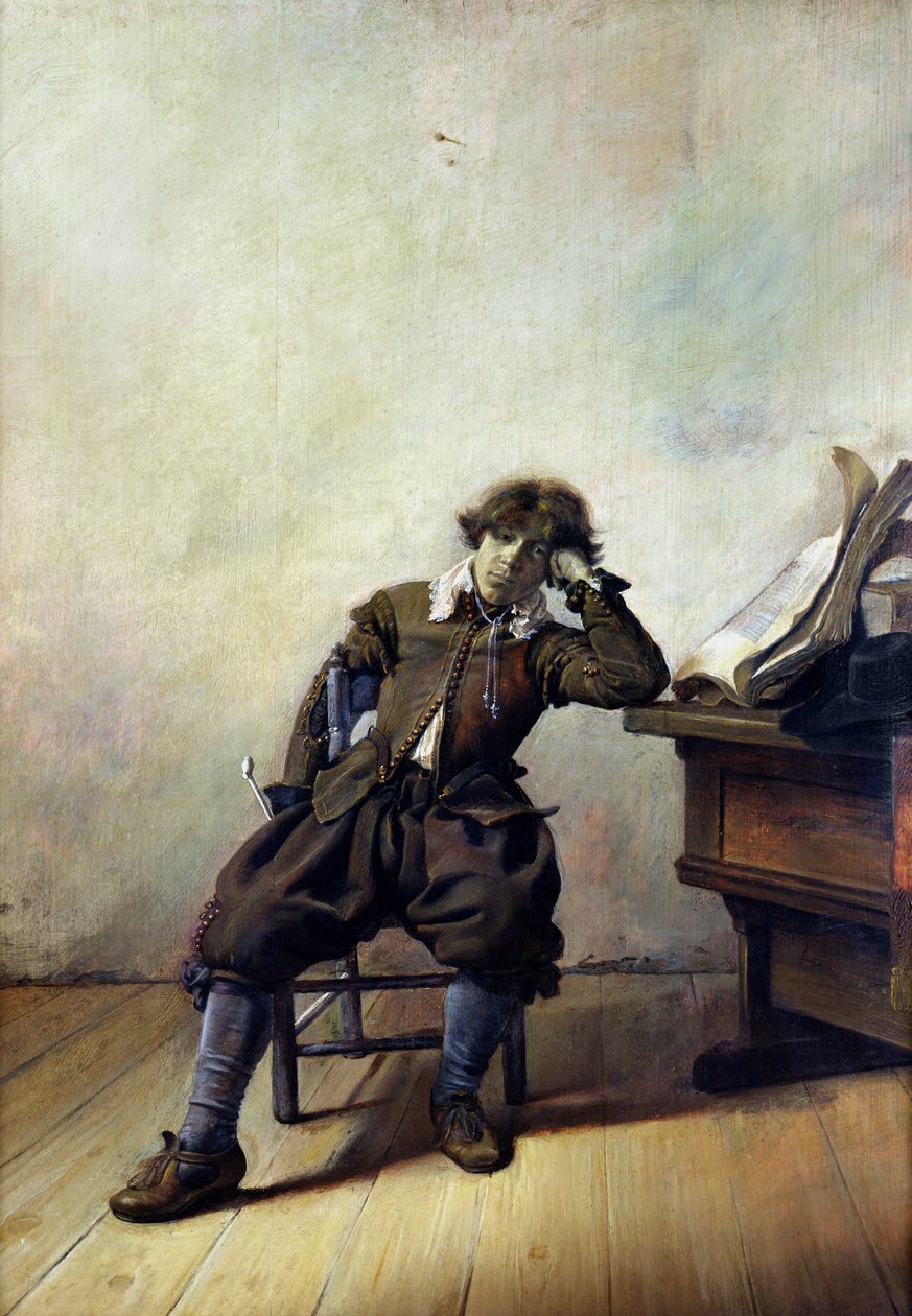 Nuori opiskelija tutkimuksessaan tai tupakoitsija, n. 1630-33 tekijältä Pieter Codde
