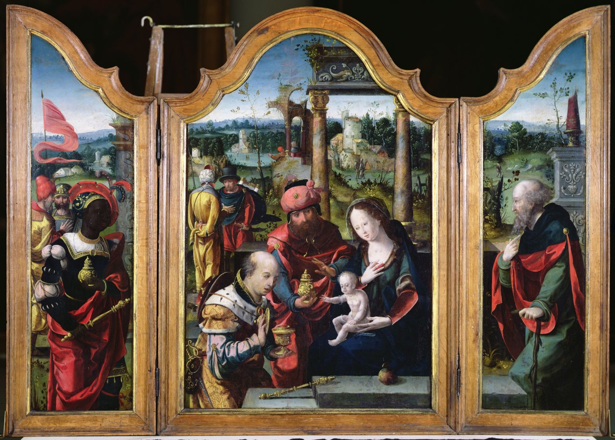 Maagisten palvominen (ks. 231760, kääntöpuoli). tekijältä Pieter Coecke van Aelst
