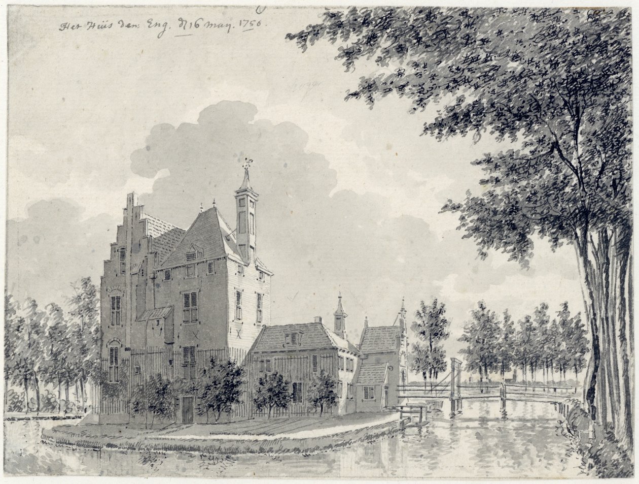 Gezicht op het kasteel Den Engh bij Vleuten tekijältä Pieter Jan van Liender