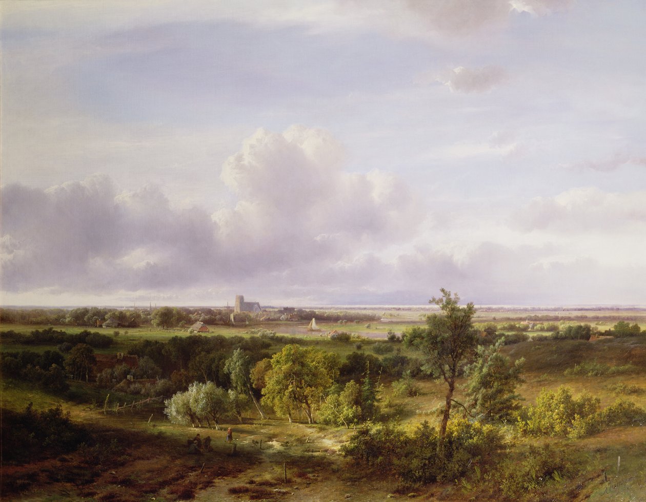Hollantilainen maisema, 1800-luku tekijältä Pieter Lodewijk Francisco Kluyver