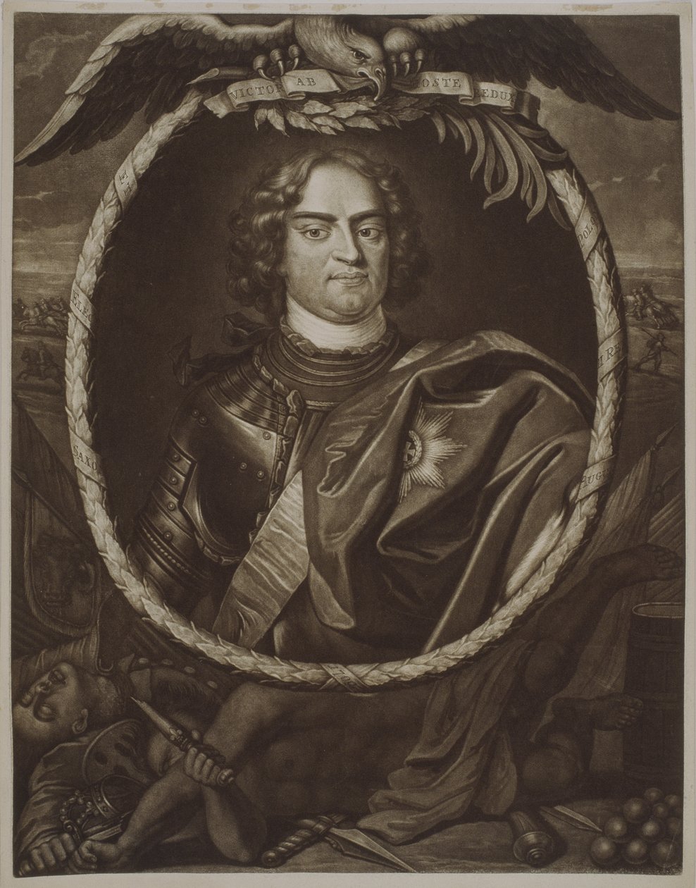 Augustus II (1670-1733) Puolan kuningas, 1709 tekijältä Pieter Schenk