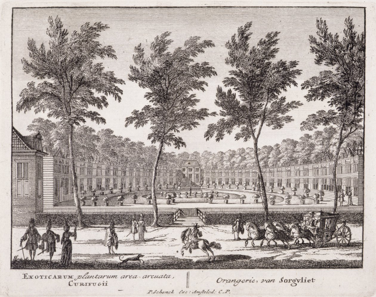 Sorvglietin orangeria, Jan van Callin (1656-1703) "Admirandorum Quadruplex Spectaculum", julkaistu ennen vuotta 1715 (ks. myös 173851). tekijältä Pieter Schenk