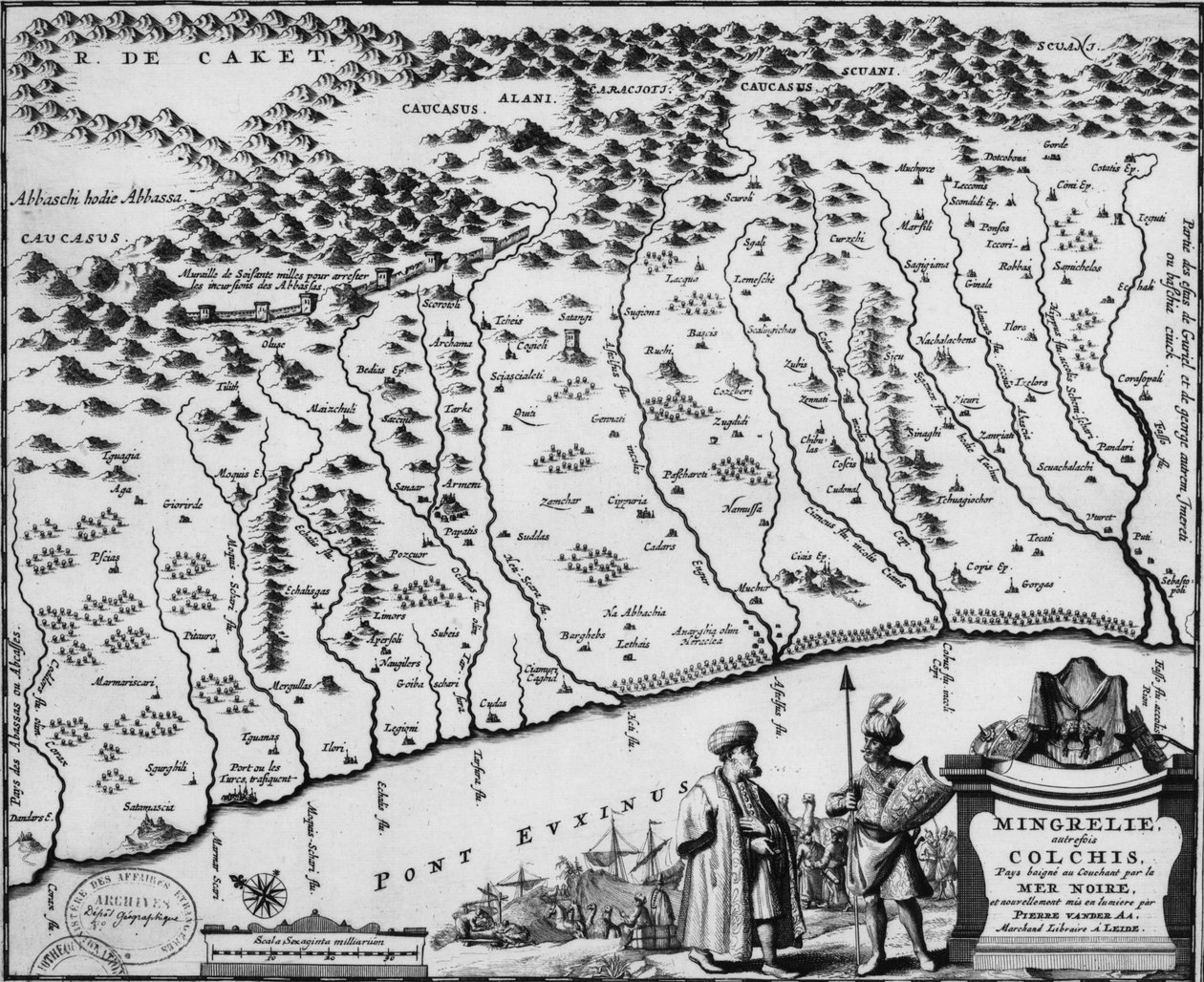Kartta von Kolchis (1714) - sie zeigt die älteste bekannte Darstellung der Mauer tekijältä Pieter Van der Aa