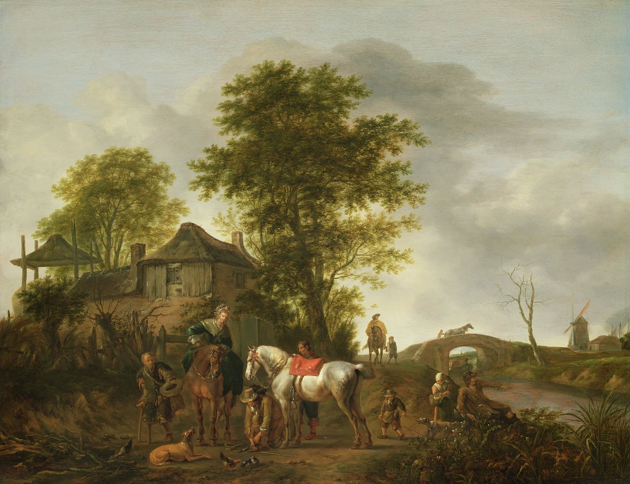 Huonekalut ja erilaiset esineet 1100- ja 1300-luvuilta tekijältä Pieter Wouwermans or Wouwerman
