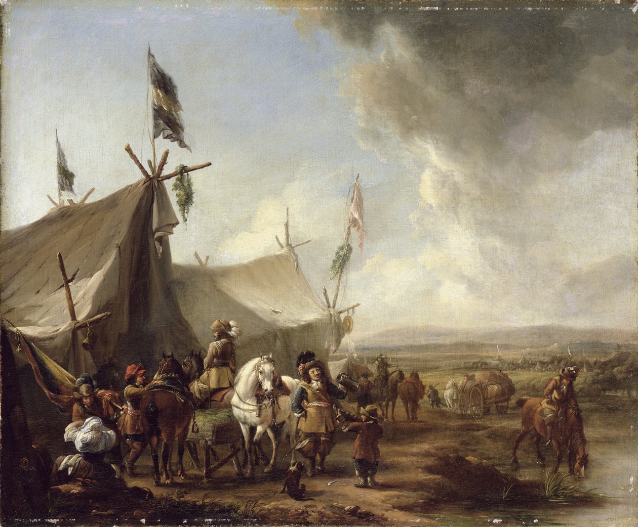 Markkinateltan edessä tekijältä Pieter Wouwermans or Wouwerman