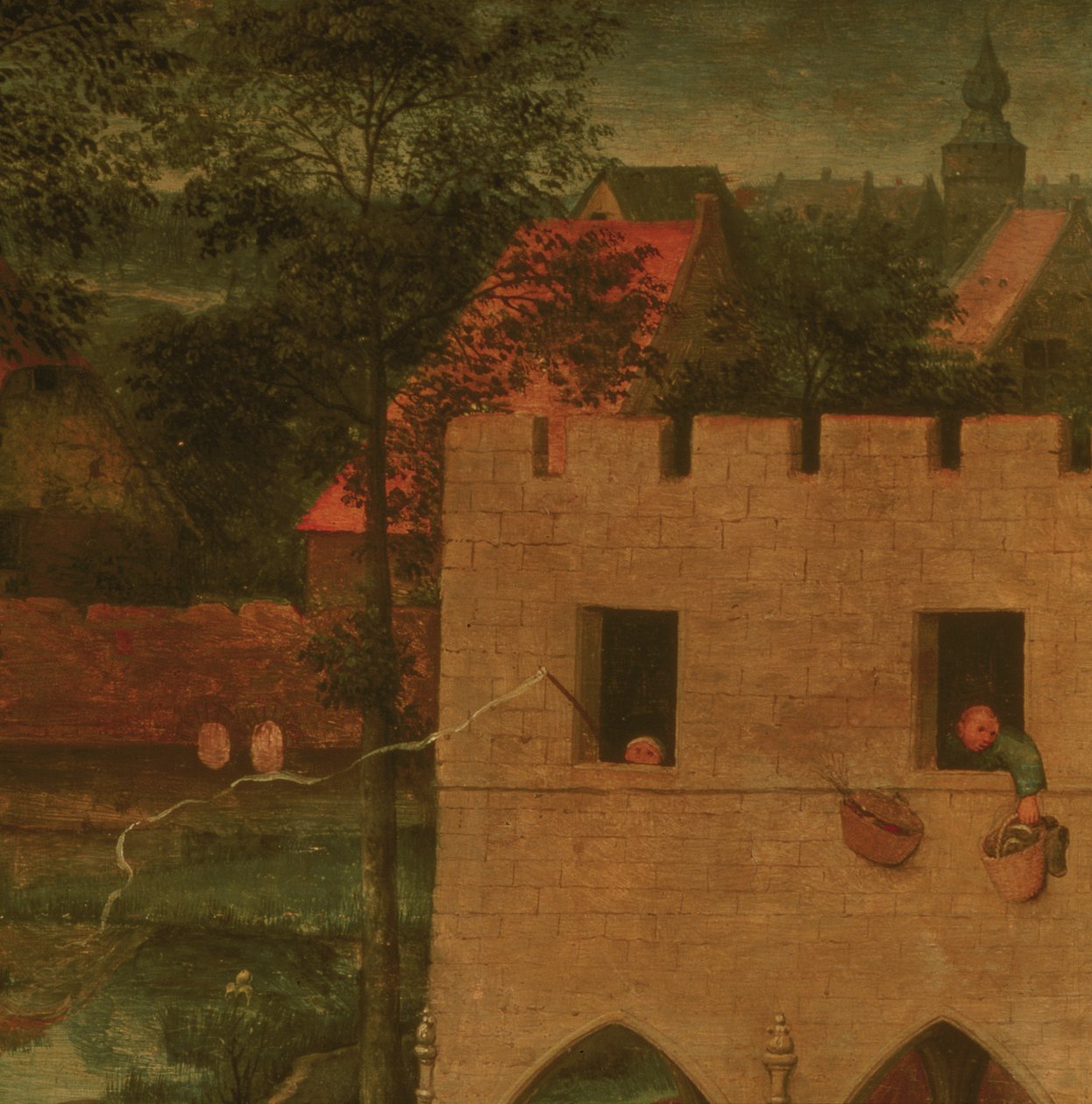 Lasten pelit, yläosan yksityiskohta, 1560 tekijältä Pieter Bruegel the Elder