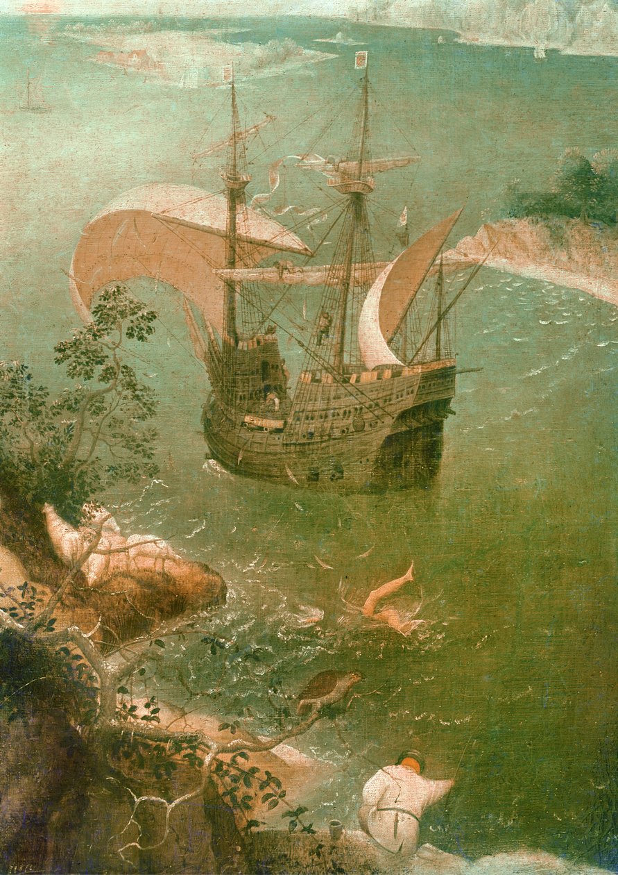 Maisema, jossa Ikaroksen putoaminen, n.1555 öljy kankaalle yksityiskohta kuvasta 3675 tekijältä Pieter Bruegel the Elder