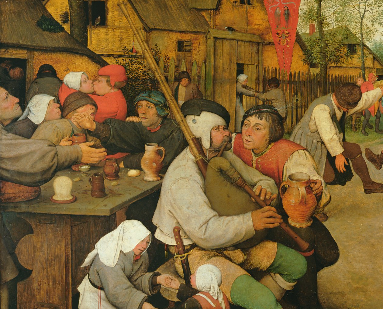Talonpoikaistanssi, 1568 öljy levylle yksityiskohta numeroista 68947 ja 186442 tekijältä Pieter Bruegel the Elder